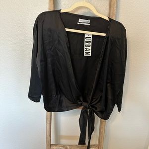 Urban Outfitters NWT Silk Front Tie Crop Top